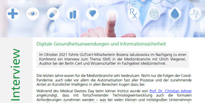 Interview zum Thema ISMS und Medizintechnik mit Berlin Cert Auditor Ulrich Wegener